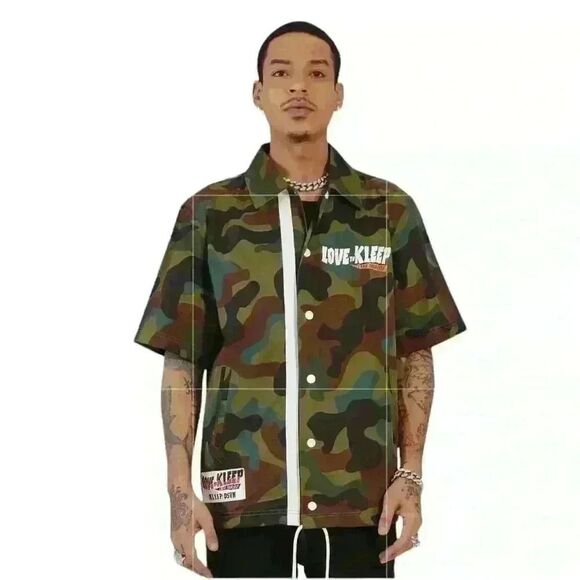 Kleep Camo Coaches Jacket Men’s Medium Granny Premium Nylon Short Sleeve  NWT - Picture 1 of 15
